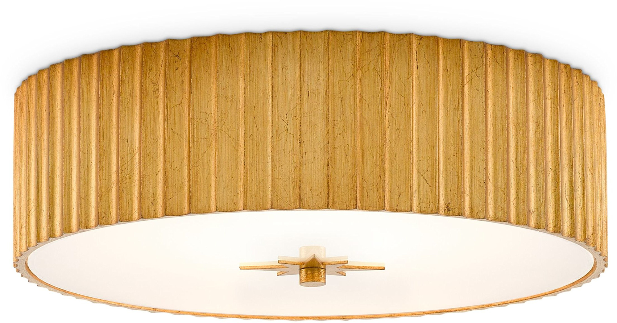 Photos - Chandelier / Lamp Currey and Company 9999-0053 Caravel 14" Wide LED Flush Mount Drum Ceiling Fixture with Glass Shade Gold Leaf / Frosted Glas