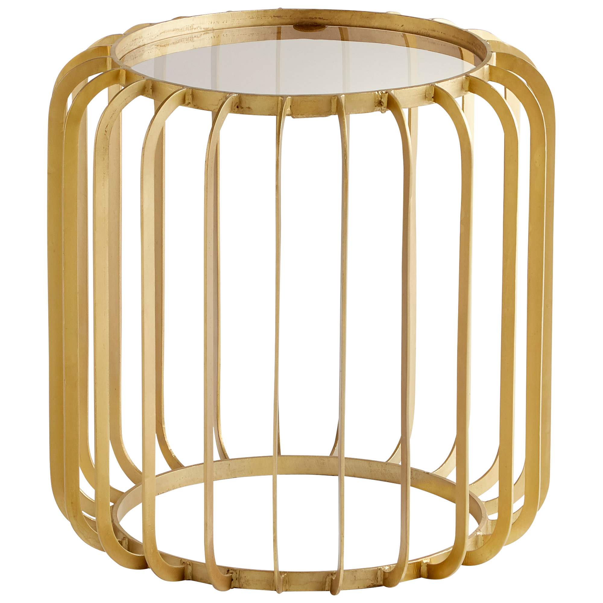 Photos - Floodlight / Street Light Cyan Design 10775 Gildrum 24" Diameter Glass Top Iron Drum Table Gold Indoor Furniture Tables Accent