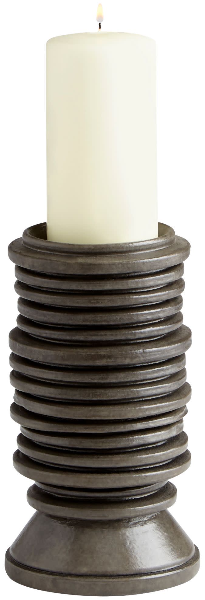 Cyan Design 11021 Provo Small Ceramic Pillar Candlestick Black Home Decor Accents Candle Holders