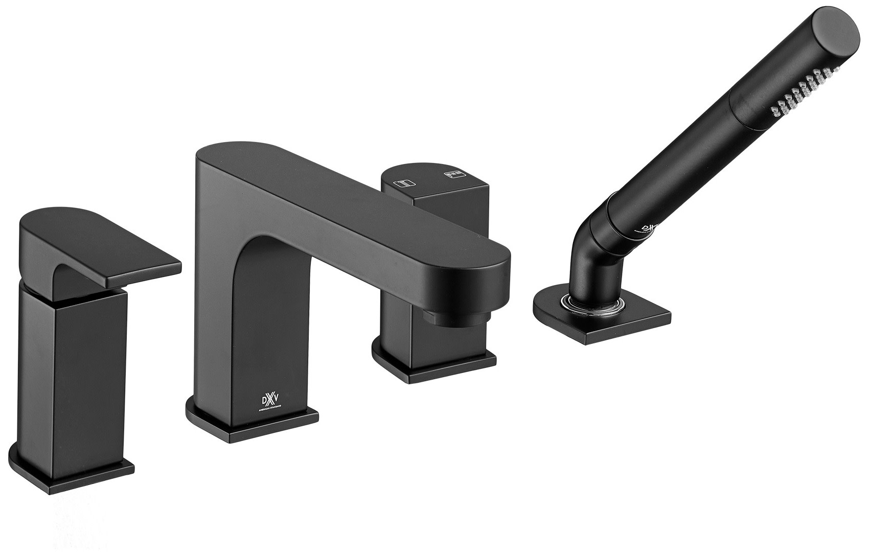 Photos - Tap DXV D3510990C Equility Deck Mounted Roman Tub Filler - Includes Hand Shower Matte Black Faucet Roman Tub Single Handle D3510 