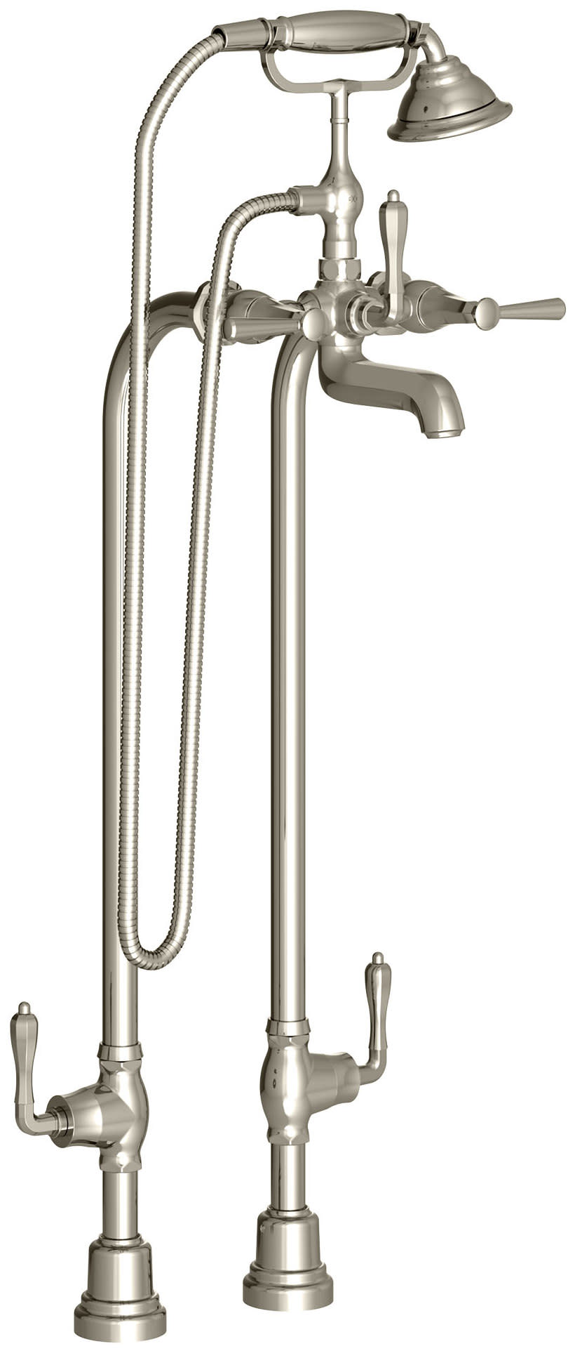 Photos - Tap DXV D35160950 Fitzgerald Floor Mounted Clawfoot Tub Filler with Built-In Diverter - Includes Hand Shower Platinum Nickel Fau 