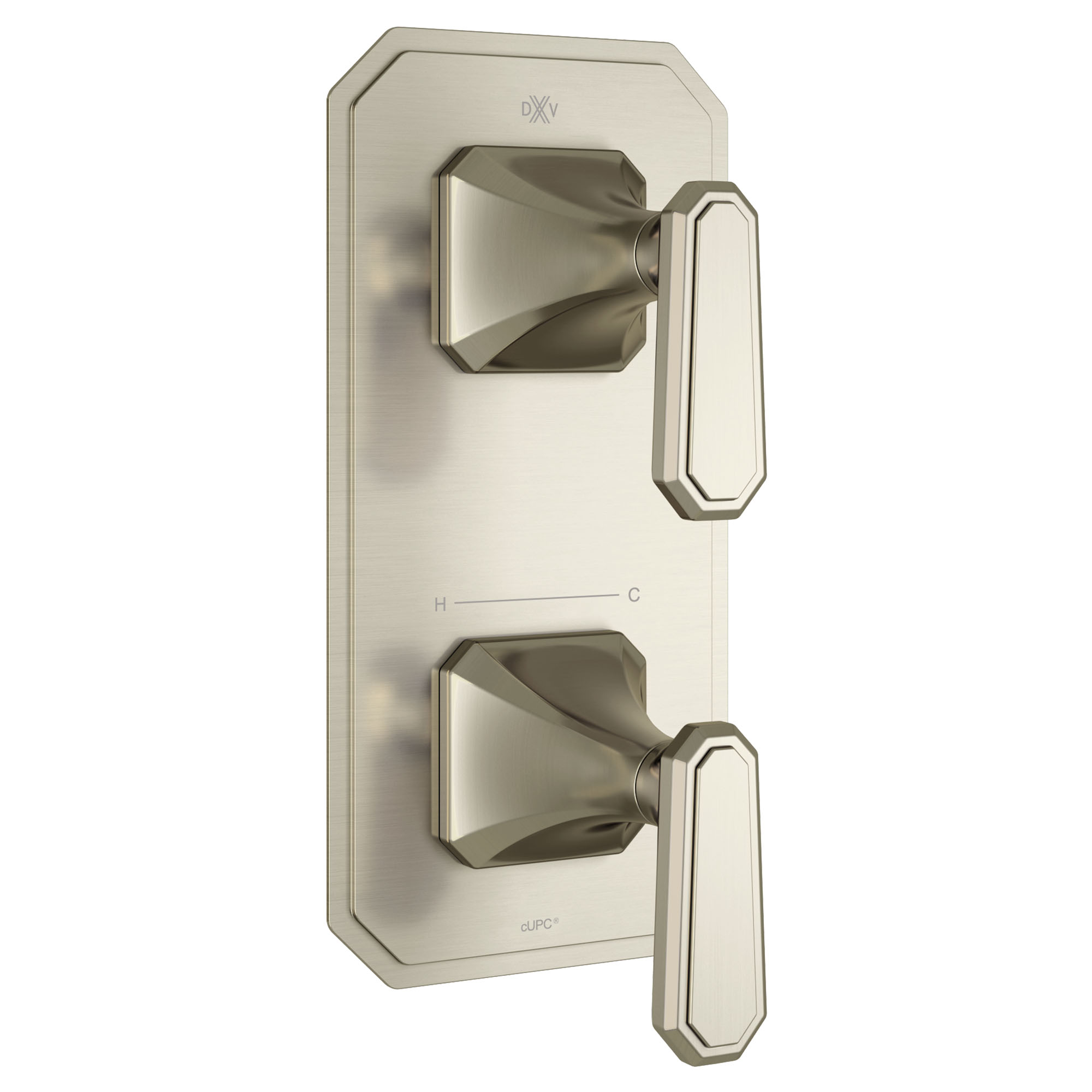 Photos - Shower System DXV D35170527 Belshire Two-Handle Thermostatic Valve Trim with Lever Handles Brushed Nickel Showers Valve Trim Only Thermost 