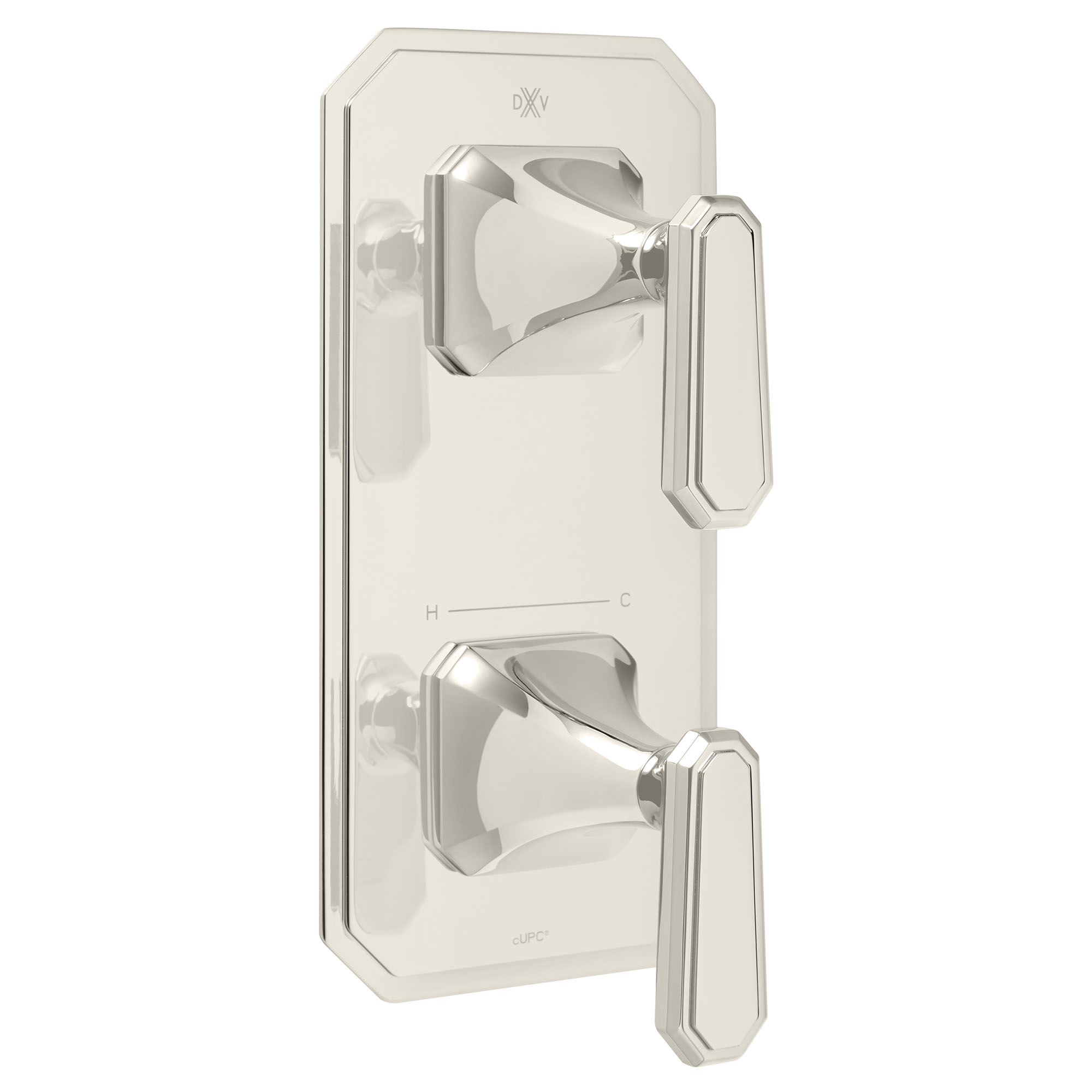 Photos - Shower System DXV D35170527 Belshire Two-Handle Thermostatic Valve Trim with Lever Handles Platinum Nickel Showers Valve Trim Only Thermos 