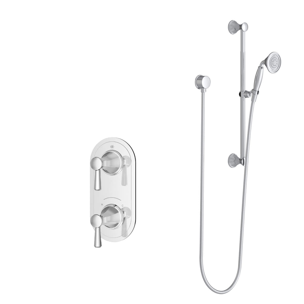 DXV DXV-SS-Fitzgerald-6 Fitzgerald Hand Shower Only Package 1.8 GPM and 2 Handle Trim Polished Chrome Showers Shower Only Thermostatic