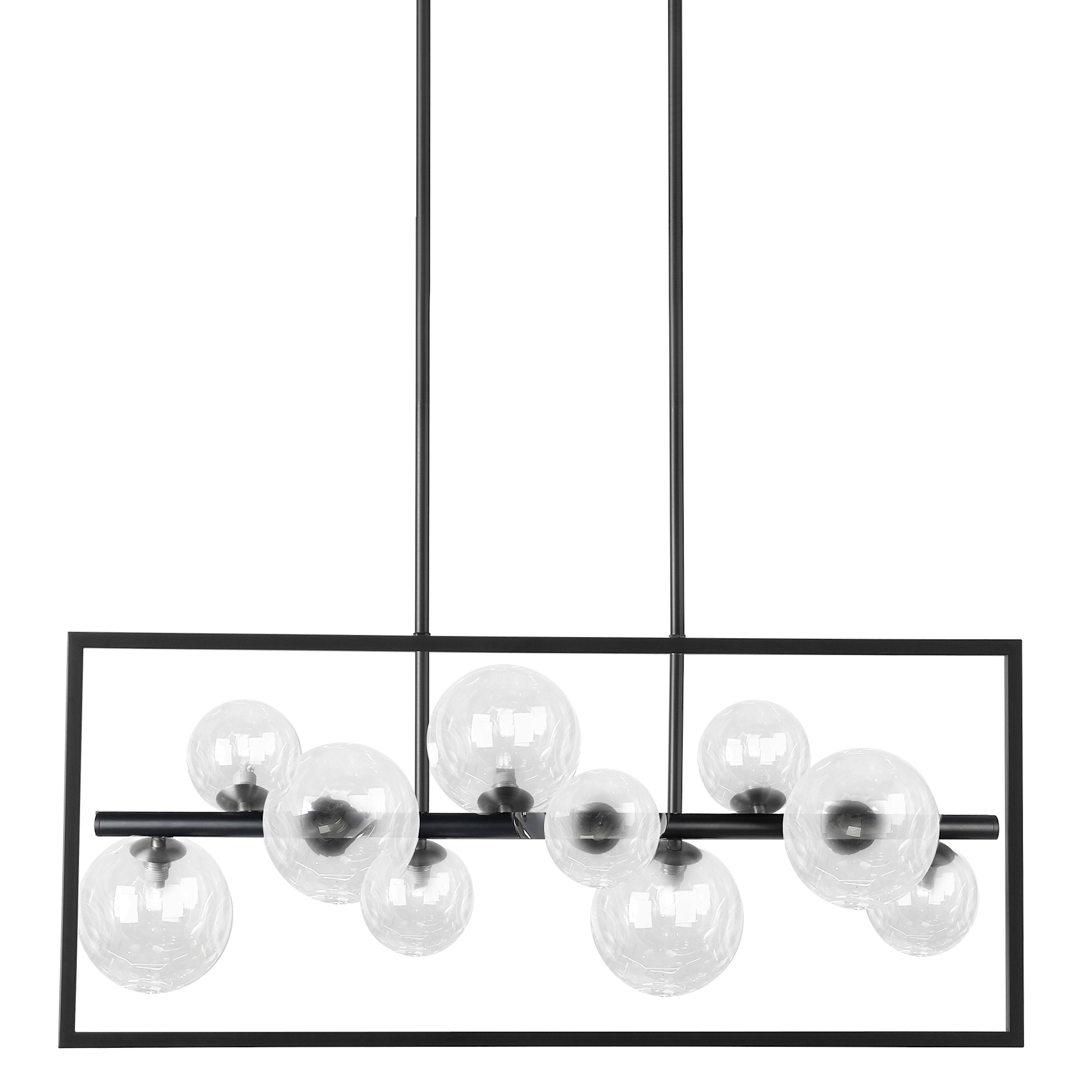 Photos - Chandelier / Lamp Wide Dainolite GLA-3310HP-CLR Glasgow 10 Light 33"  Linear Pendant Matte Black Indoor Lighting Pendants GLA-3310HP-MB-CLR 