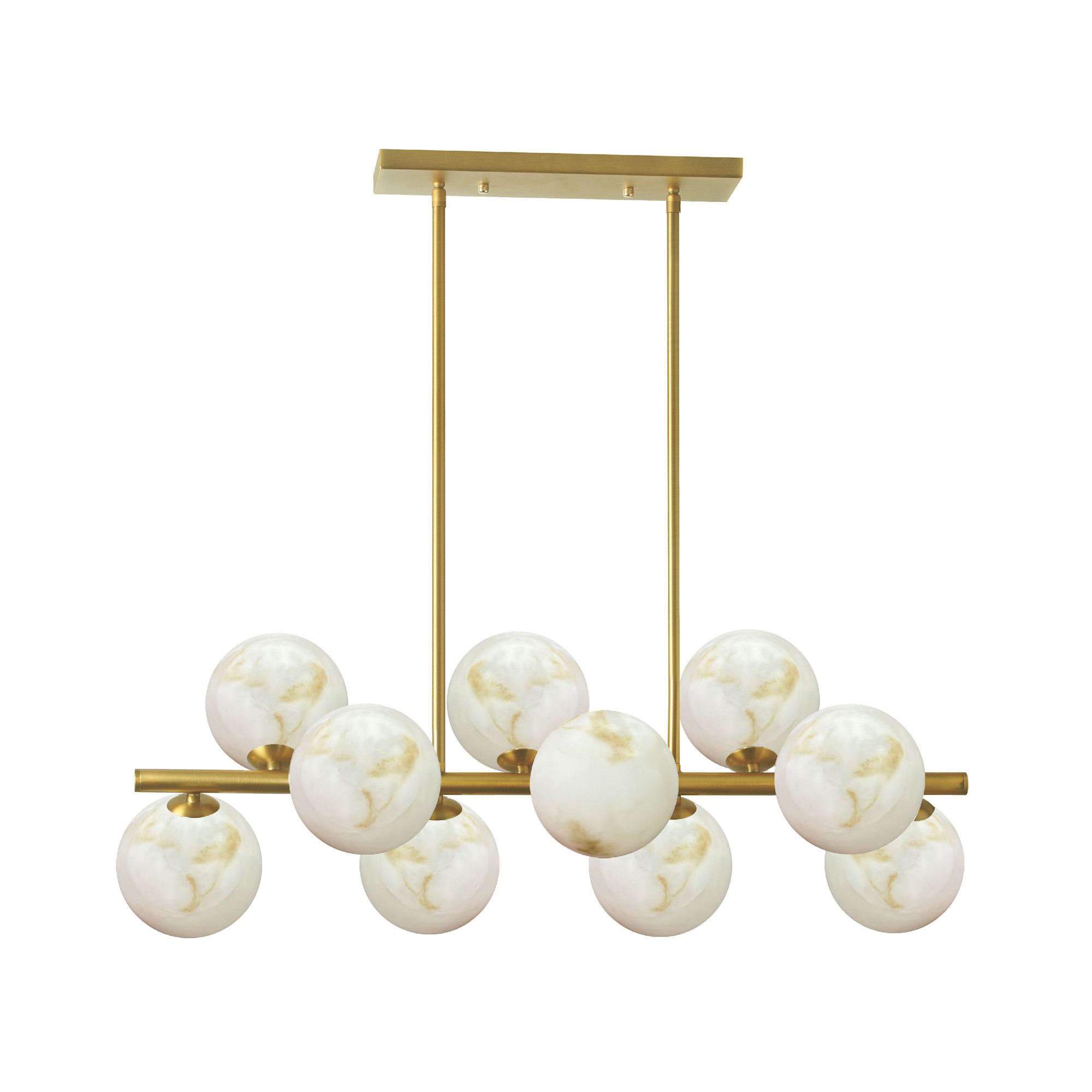 Photos - Chandelier / Lamp Giovanna Dainolite GVA-3110HP  10 Light 31" Wide Linear Pendant Aged Brass / Alabaster Indoor Lighting Pendants GVA-3110HP-AG 