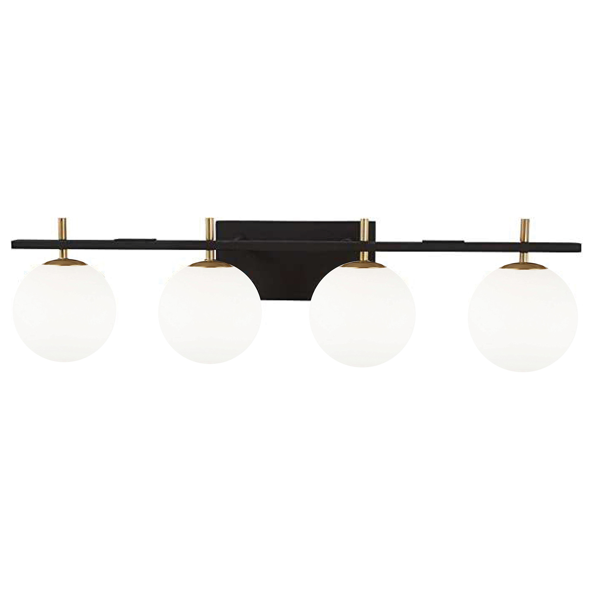 Photos - Chandelier / Lamp Wide Dainolite VAD-324W Vivaldi 4 Light 33"  Bathroom Vanity Light Matte Black / Aged Brass Indoor Lighting Bathroom Fixtures 