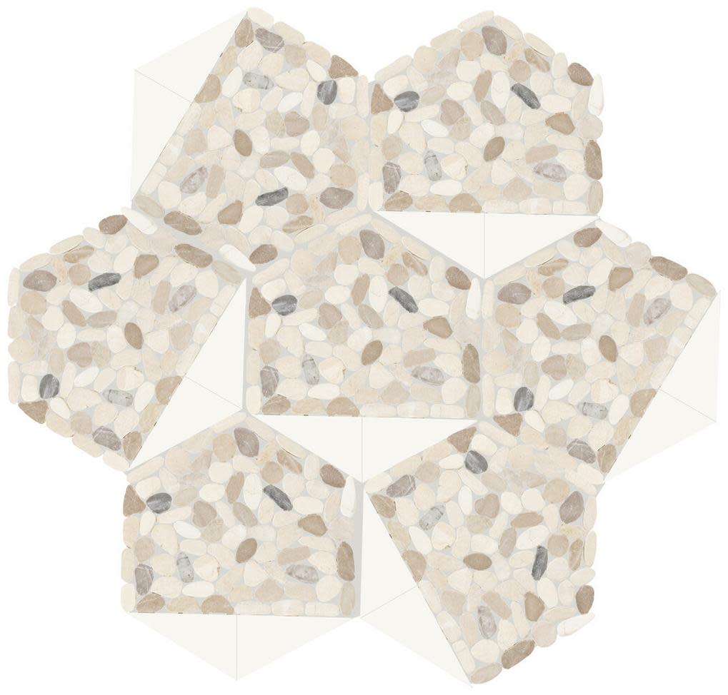 Daltile PBTRHEXPBMSTM Pebble Oasis - 10" x 12" Hexagon Floor and Wall Tile - Honed Tumbled Visual - Sold by Sheet (0.64 SF/Sheet) Seashell Flooring