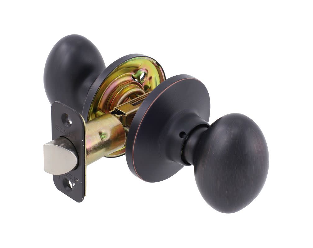 Photos - Door Handle Tuscany Leather Delaney Privacy Door Knobset from the Ruby Series - Tuscany Bronze - D12827 D12827 