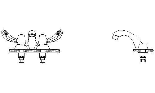 Delta 21C132-TI Double Handle 1.5GPM Bathroom Faucet with Hooded Blade Handles Vandal Resistant Aerator and Temperature Indicators from the Commercial