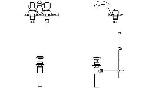 Delta 21C241 Double Handle 1.5GPM Bathroom Faucet with Flute Handles and Pop-Up Assembly from the Commercial Series Chrome Faucet Bathroom Sink