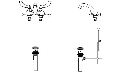 Delta 21C244 Double Handle 1.5GPM Bathroom Faucet with Blade Handles and Pop-Up Assembly from the Commercial Series Chrome Faucet Bathroom Sink
