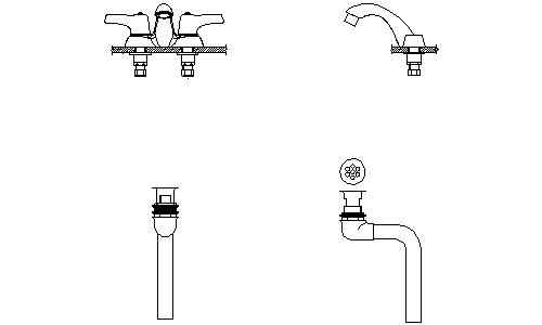 Delta 21C453 Double Handle 0.5GPM Bathroom Faucet with Lever Blade Handles and Offset Metal Grid Strainer from the Commercial Series Chrome Faucet