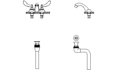 Delta 21C424 Double Handle 1.5GPM Bathroom Faucet with Blade Handles Antimicrobial by AgION and Offset Metal Grid Strainer from the Commercial Series