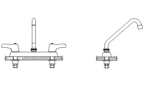 Delta 26C3233 Double Handle 1.5GPM Ceramic Disc Kitchen Faucet with Lever Blade Handles Tubular Swing Spout and Vandal Resistant Aerator from the