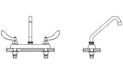 Delta 26C3244-S8 Double Handle 1.5GPM Ceramic Disc Kitchen Faucet with Blade Handles and Tubular Swing 14" Spout from the Commercial Series Chrome