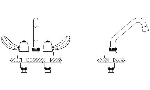 Delta 27C4342 Double Handle 1.5GPM Ceramic Disc Bathroom Faucet with Hooded Blade Handles and 6" Tubular Swing Spout from the Commercial Series Chrome