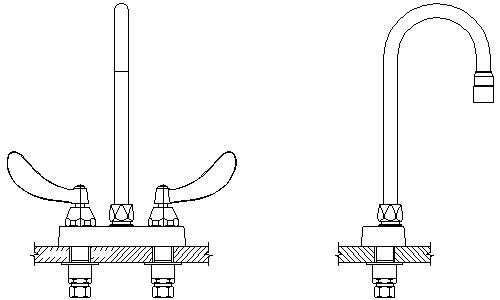 Delta 27C4934-R7 Double Handle 1.5GPM Ceramic Disc Bathroom Faucet with Blade Handles 12-45/64" Gooseneck Spout and Vandal Resistant Aerator from the