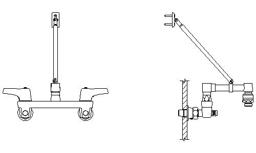 Delta 28C8163 Double Handle Ceramic Disc Wallmount Faucet with Lever Blade Handles Long Spout with Brace and Vacuum Breaker Aerator from the