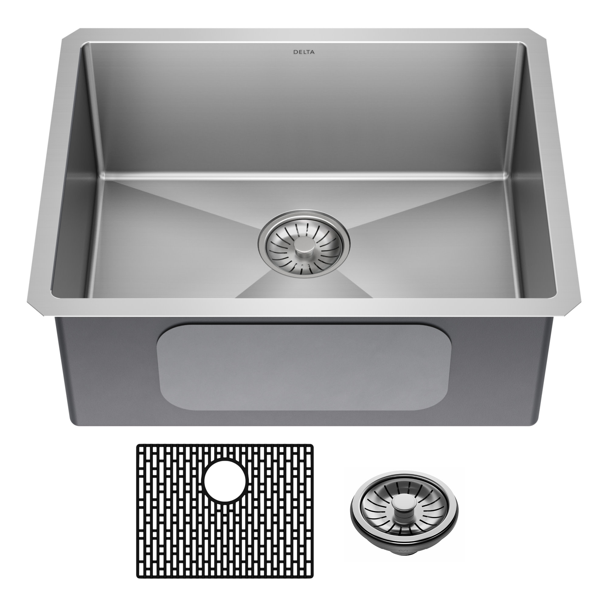 Photos - Kitchen Sink Delta 953034-23S Lenta 23” Undermount Stainless Steel Single Bowl  With Accessories Stainless Steel Sinks Kitche 