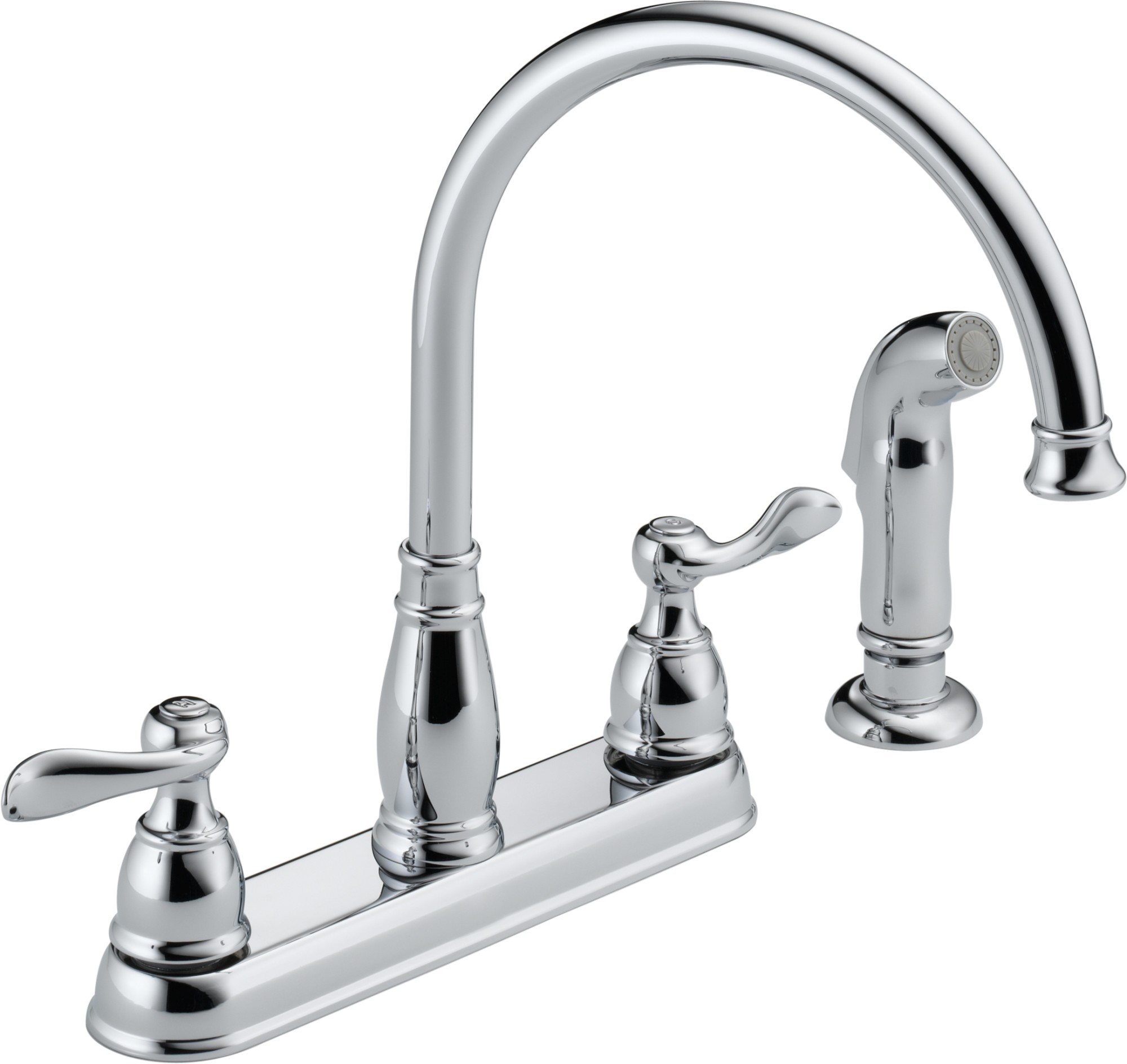 Delta 21996LF Windemere Kitchen Faucet with Side Spray - Includes Lifetime Warranty Chrome Faucet Kitchen Double Handle