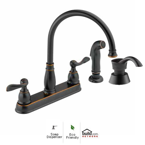 Delta 21996LF-SD Windemere Kitchen Faucet with Side Spray and Soap/Lotion Dispenser - Includes Lifetime Warranty Oil Rubbed Bronze Faucet Kitchen