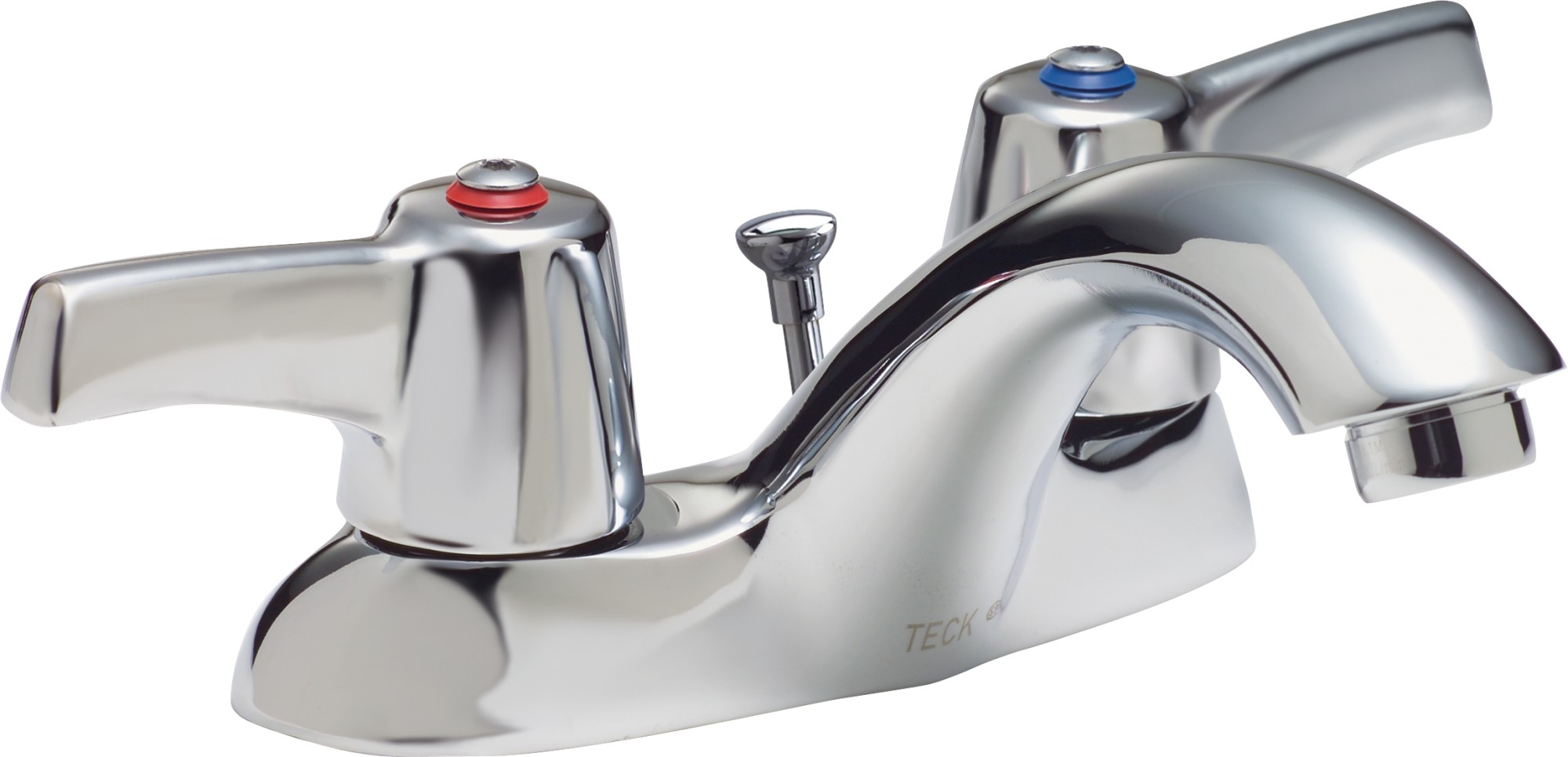 Delta 21C253 Double Handle 0.5GPM Bathroom Faucet with Lever Blade Handles and Pop-Up Assembly from the Commercial Series Chrome Faucet Bathroom Sink