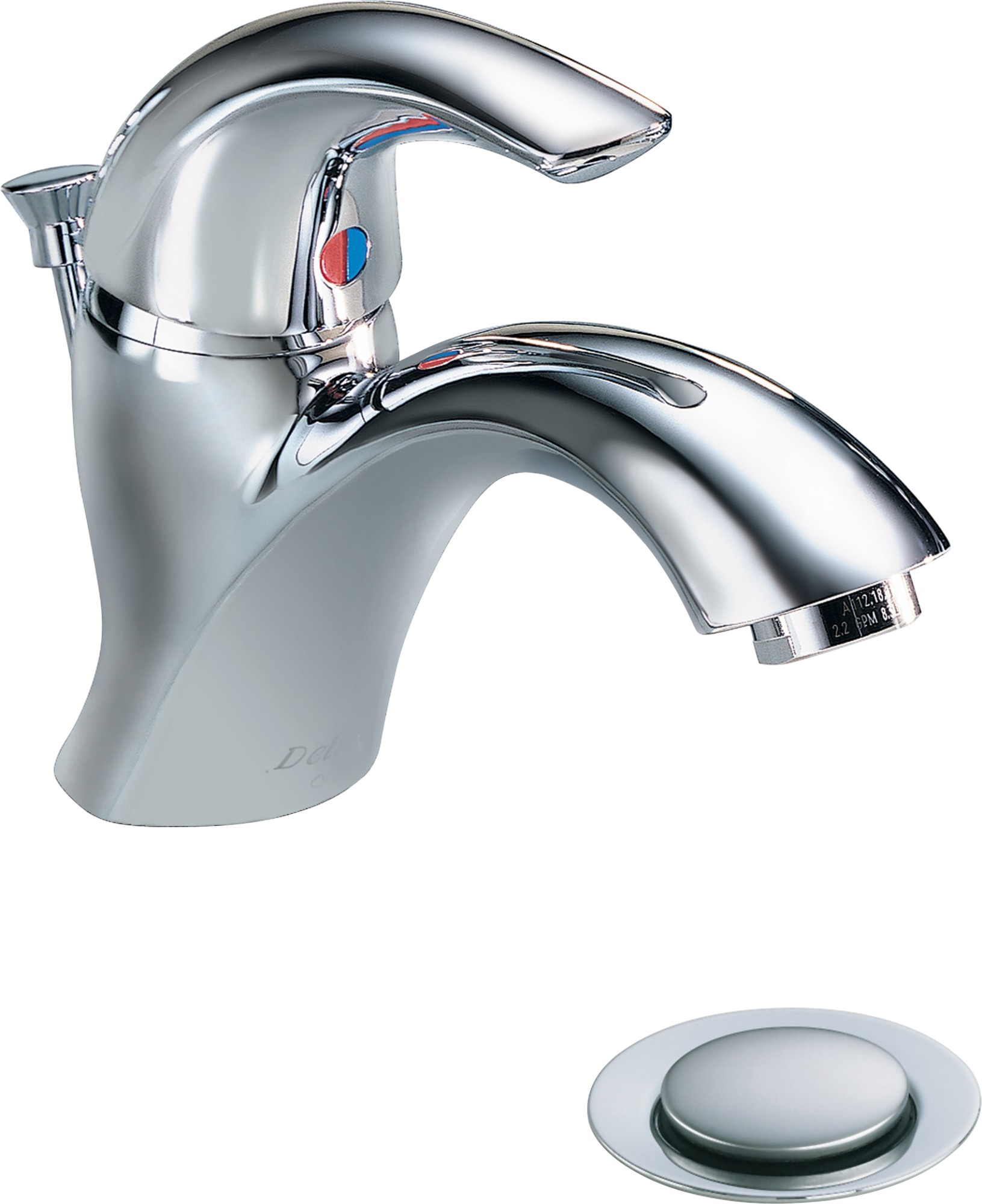 Delta 22C801 Single Handle 1.5GPM Single Hole Mount Bathroom Faucet with Wrench Flat Aerator and Pop-Up Assembly from the Commercial Series Chrome