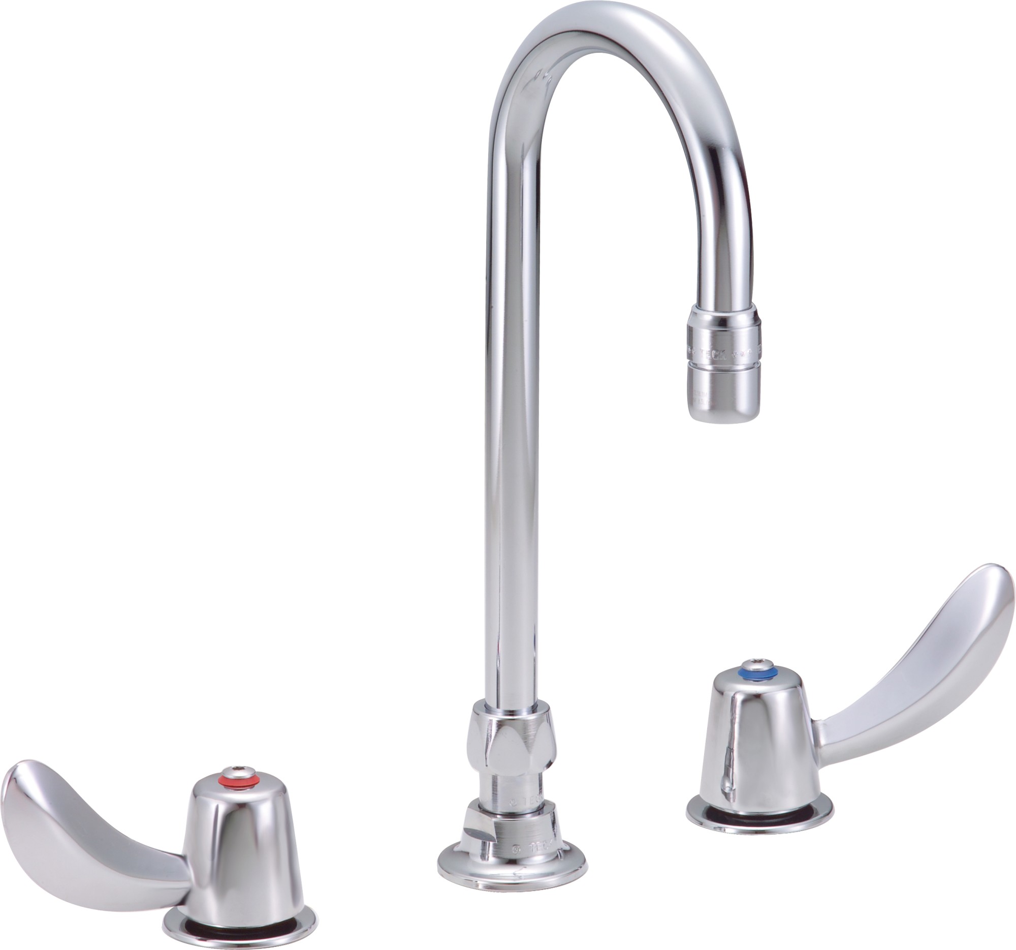 Delta 23C632 Double Handle 1.5GPM Ceramic Disc Widespread Bathroom Faucet with Hooded Blade Handles Gooseneck Spout and Vandal Resistant Aerator from