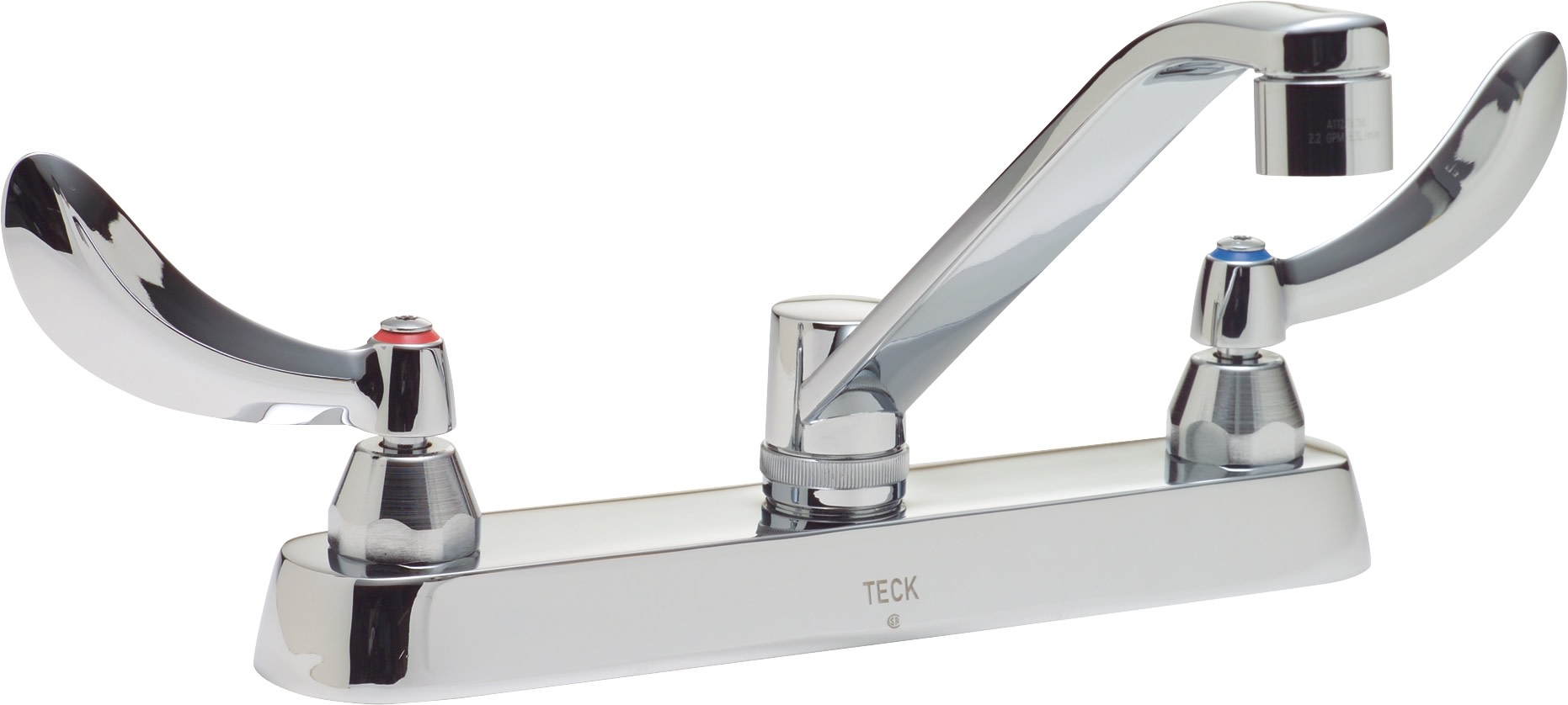Delta 26C3144 Double Handle 1.5GPM Ceramic Disc Kitchen Faucet with Blade Handles Wallform Swing Spout from the Commercial Series Chrome Faucet