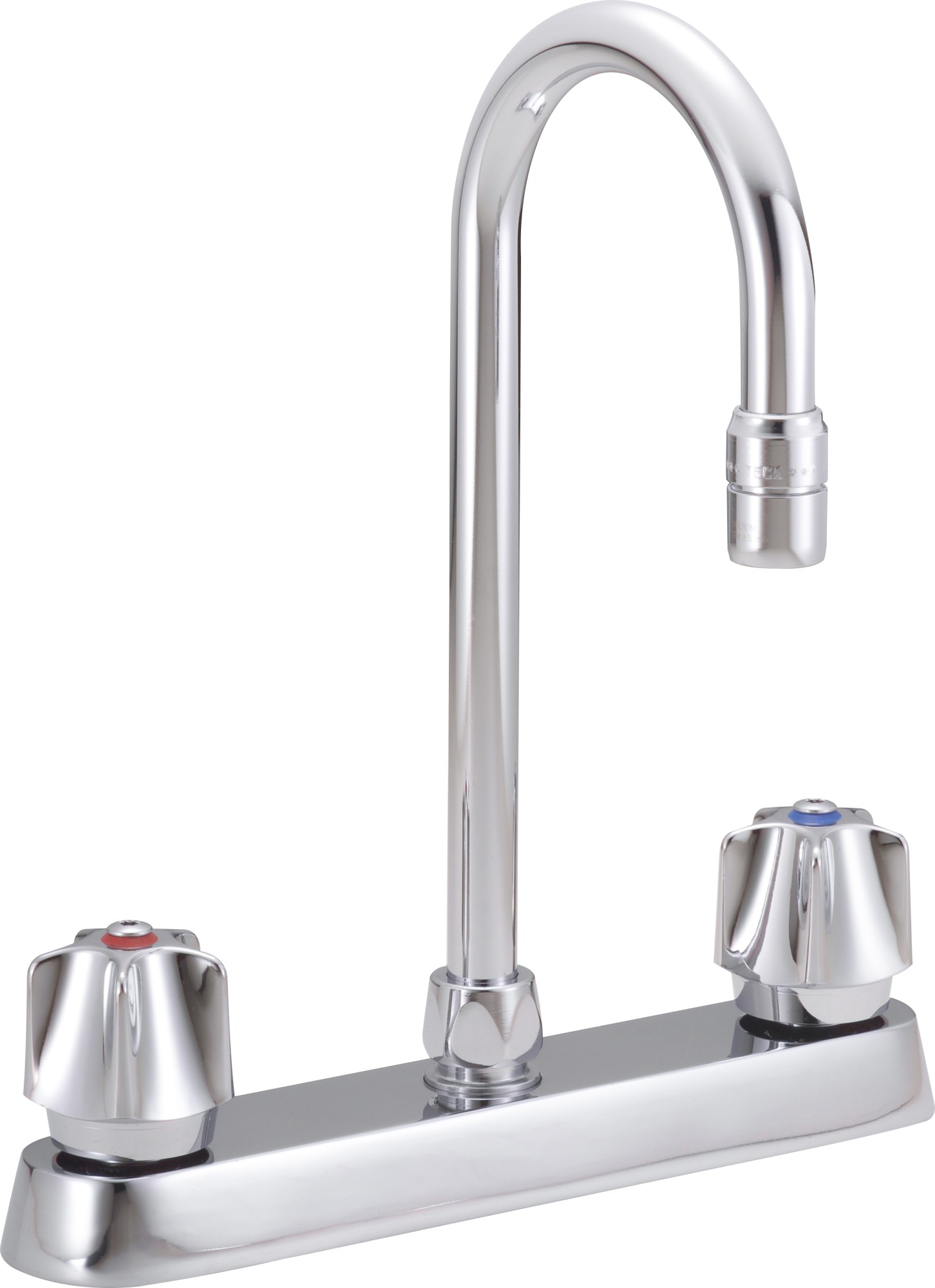 Delta 26C3931 Double Handle 1.5GPM Ceramic Disc Kitchen Faucet with Flute Handles Gooseneck Spout and Vandal Resistant Aerator from the Commercial