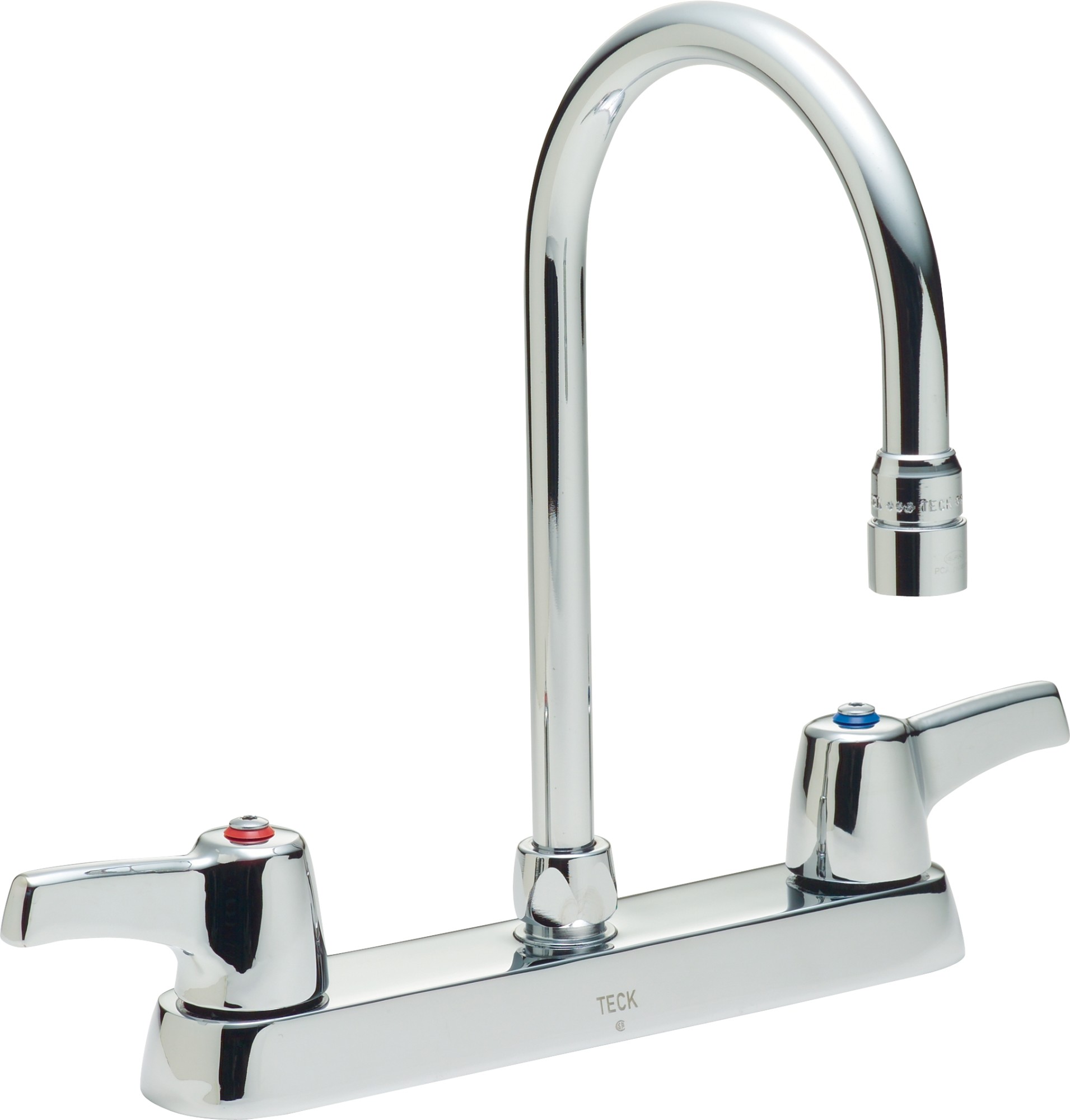 Delta 26C3933 26T Series Double Handle 8" Centers Kitchen Faucet with R17 Spout from the Commercial Collection Chrome Faucet Kitchen Double Handle
