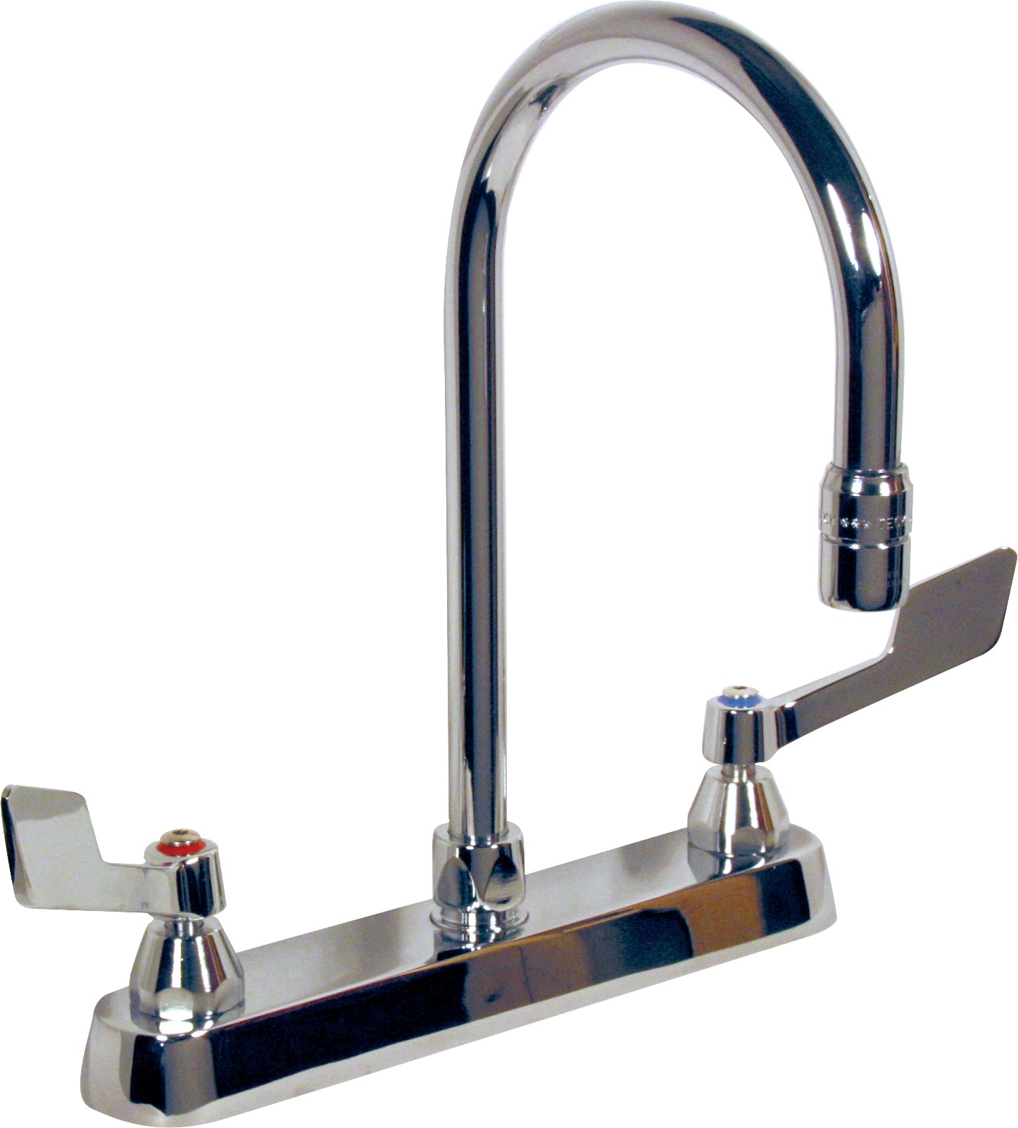 Delta 26C3935 Double Handle 1.5GPM Ceramic Disc Kitchen Faucet with Wrist Blade Handles Gooseneck Spout and Vandal Resistant Aerator from the