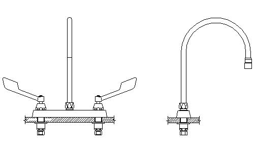 Delta 26C3955-R7 Commercial Kitchen Faucet with Wrist Blade Handles Chrome Faucet Kitchen Double Handle