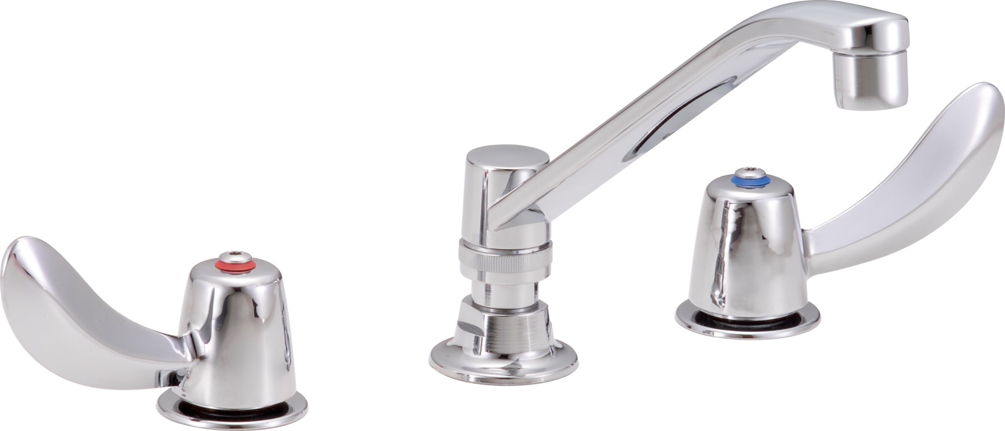 Delta 27C2122 Double Handle 1.5GPM Ceramic Disc Below Deckmount Kitchen Faucet with Hooded Blade Handles Wallform Swing Spout and Antimicrobial by