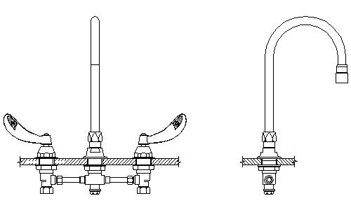 Delta 27C2924-TI Commercial Kitchen Faucet with Wrist Blade Handles Chrome Faucet Kitchen Double Handle