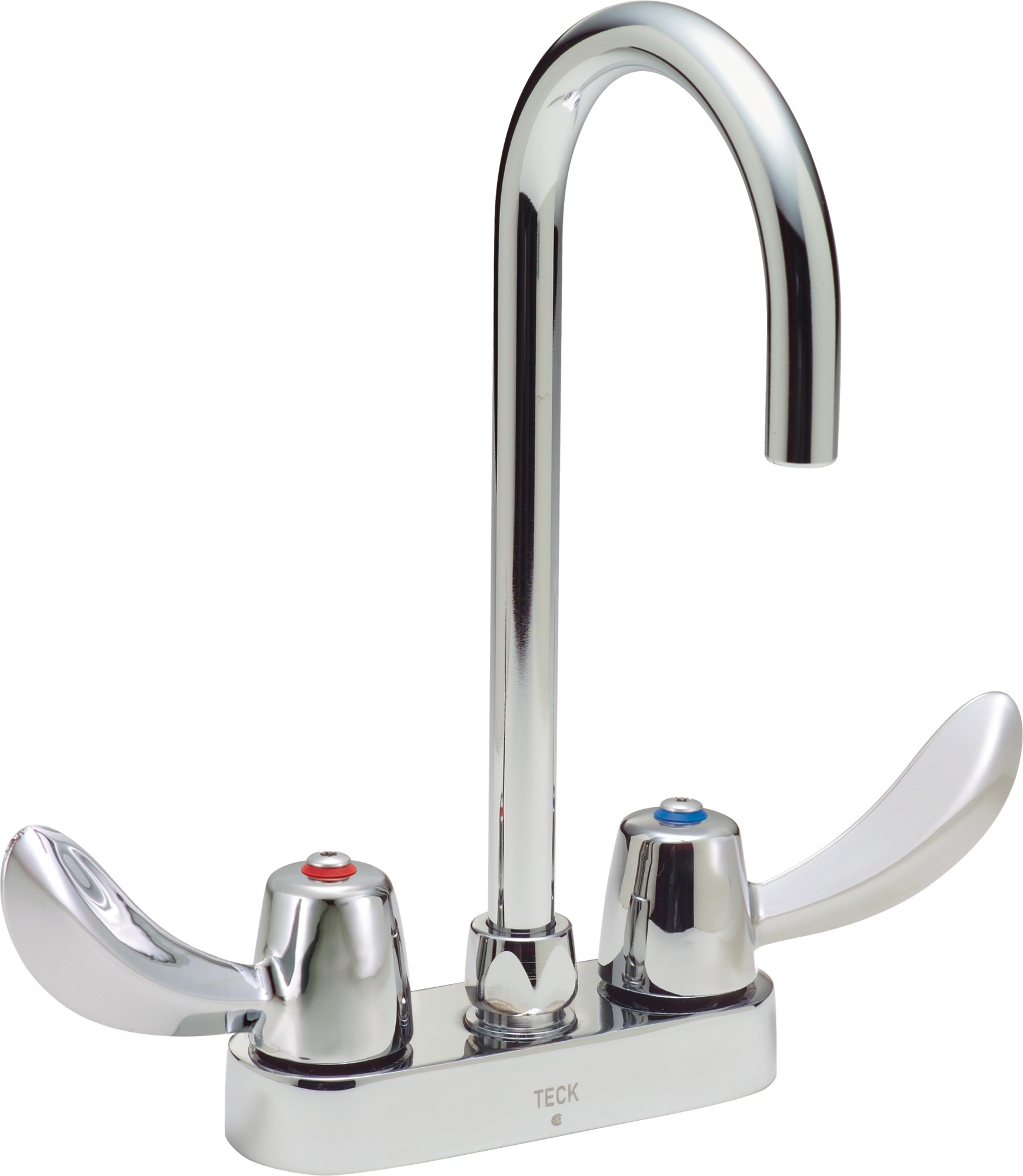 Delta 27C4872 Double Handle 1 GPM Ceramic Disc Bathroom Faucet with Hooded Blade Handles and 10-1/2" Smooth End Gooseneck Spout from the Commercial