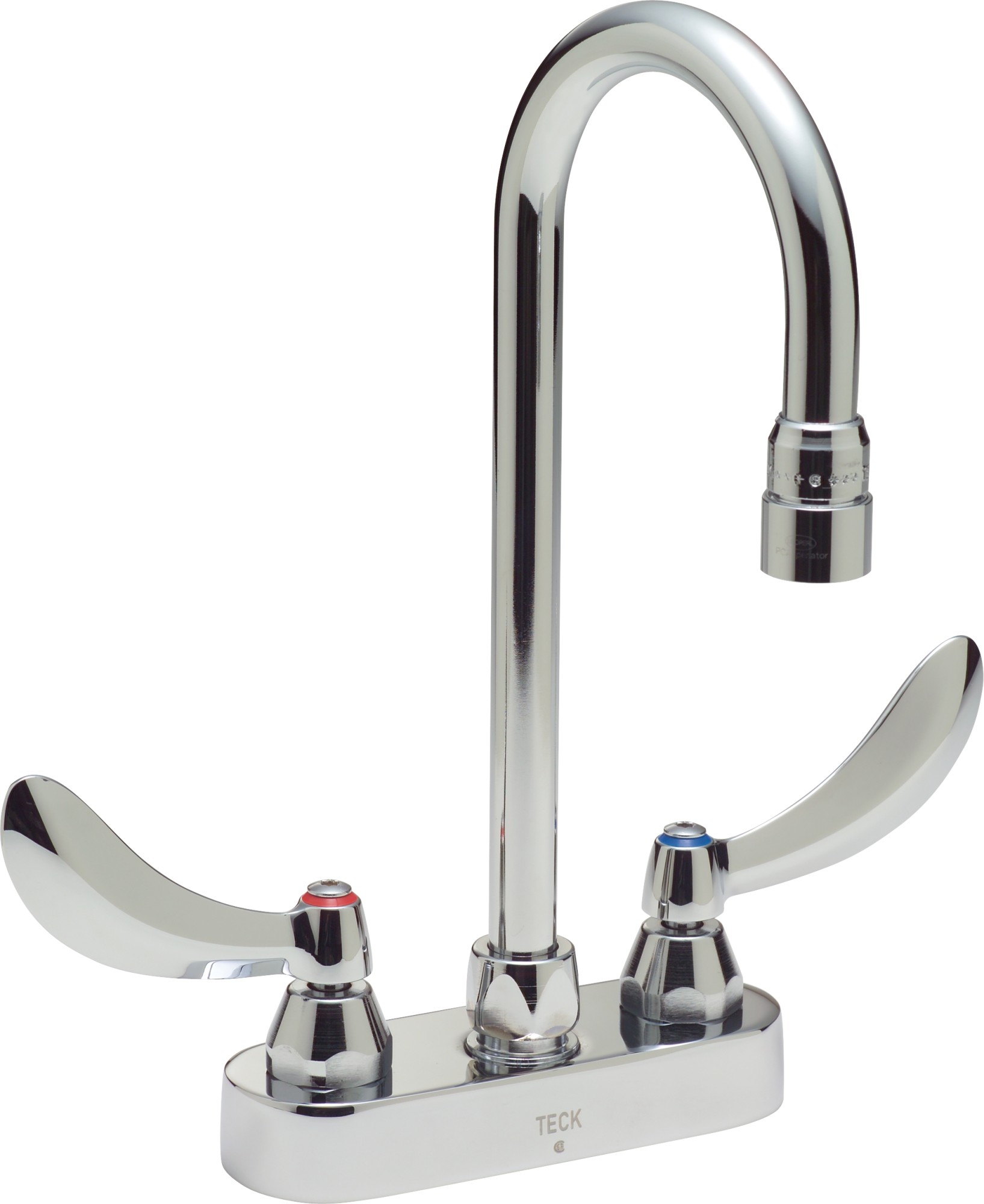 Delta 27C4934 Double Handle 1.5GPM Ceramic Disc Bathroom Faucet with Blade Handles 10-13/32" Gooseneck Spout and Vandal Resistant Aerator from the