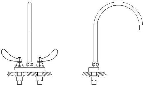 Delta 27C4974-R7 Commercial Double Handle 1 GPM Centerset Bathroom Faucet with Blade Handles and Gooseneck Spout Chrome Faucet Bathroom Sink Faucets