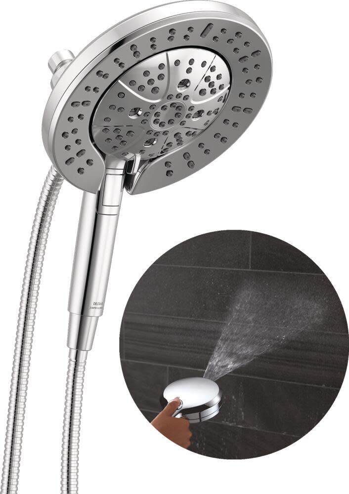 Delta 58651-25 In2ition 2.5 GPM Multi Function 2-in-1 Shower Head and Hand Shower with ProClean Lumicoat Chrome Showers Shower Heads Multi Function