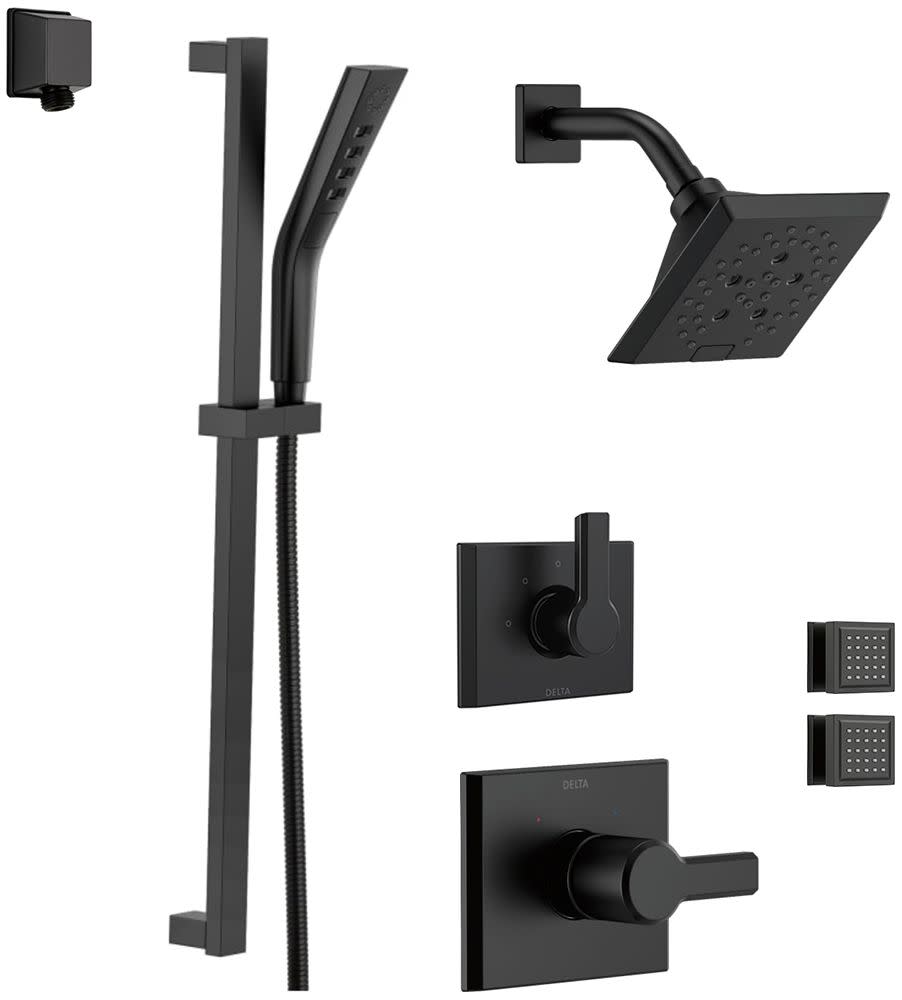 Delta DSS-Pivotal-1403 Monitor 14 Series Single Function Pressure Balanced Shower System with Shower Head 2 Body Sprays and Hand Shower - Includes
