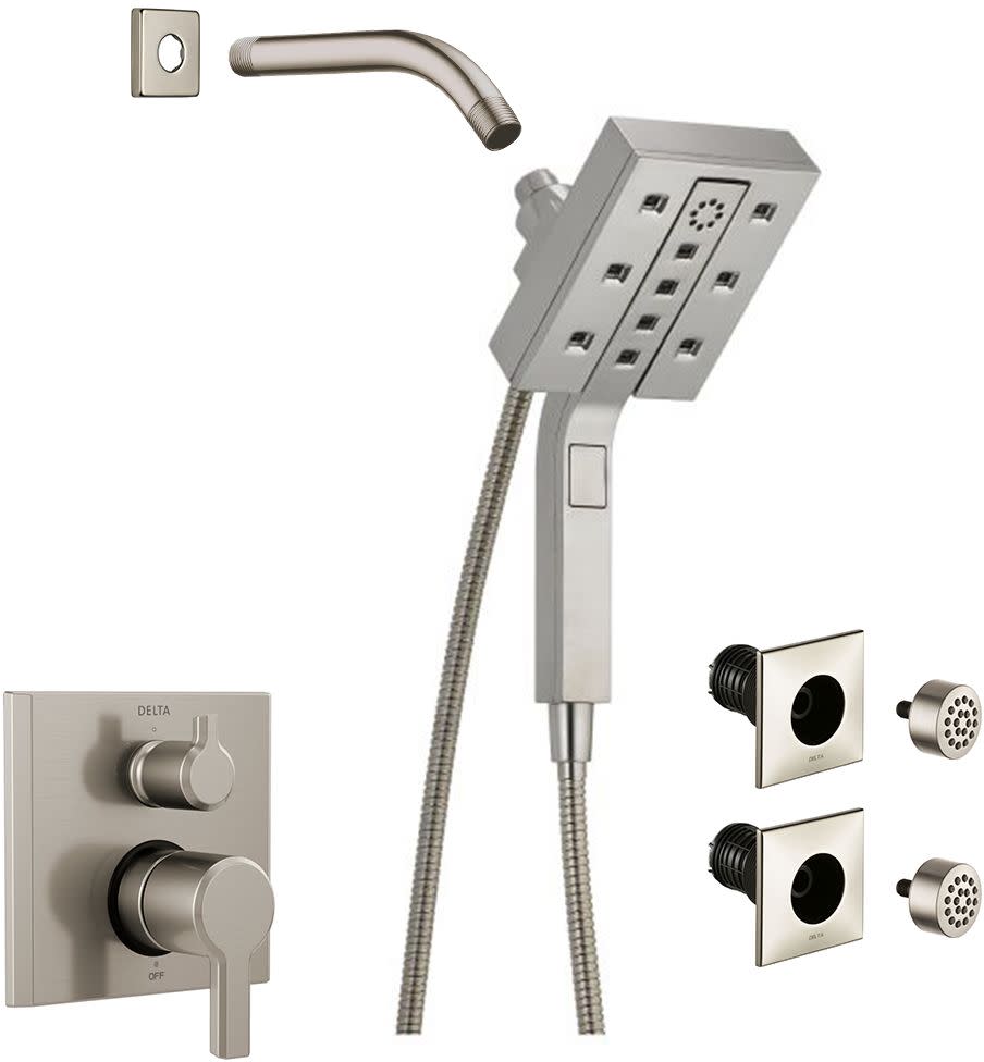 Delta DSS-Pivotal-1406i Pivotal Pressure Balanced Shower System with Shower Head Shower Arm Hand Shower Bodysprays Hose Valve Trim and