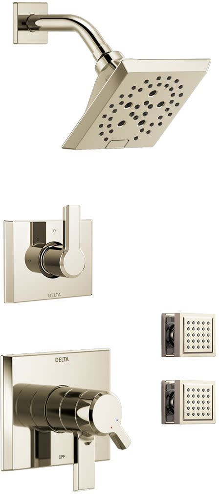 Delta DSS-Pivotal-1702 Monitor 17 Series Dual Function Pressure Balanced Shower System with Integrated Volume Control Shower Head and 2 Body Sprays