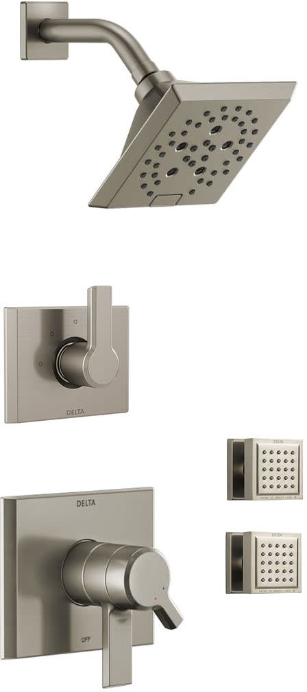 Delta DSS-Pivotal-1702 Monitor 17 Series Dual Function Pressure Balanced Shower System with Integrated Volume Control Shower Head and 2 Body Sprays