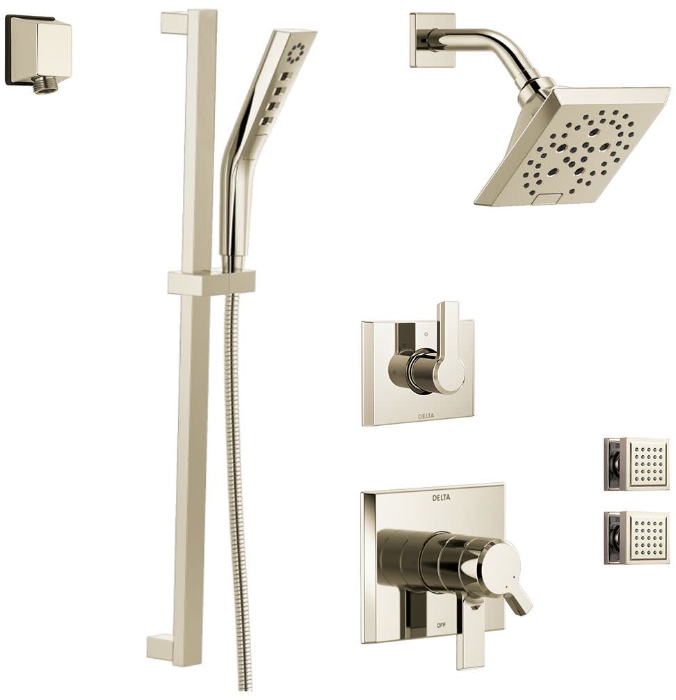 Delta DSS-Pivotal-1703 Monitor 17 Series Dual Function Pressure Balanced Shower System with Integrated Volume Control Shower Head 2 Body Sprays and