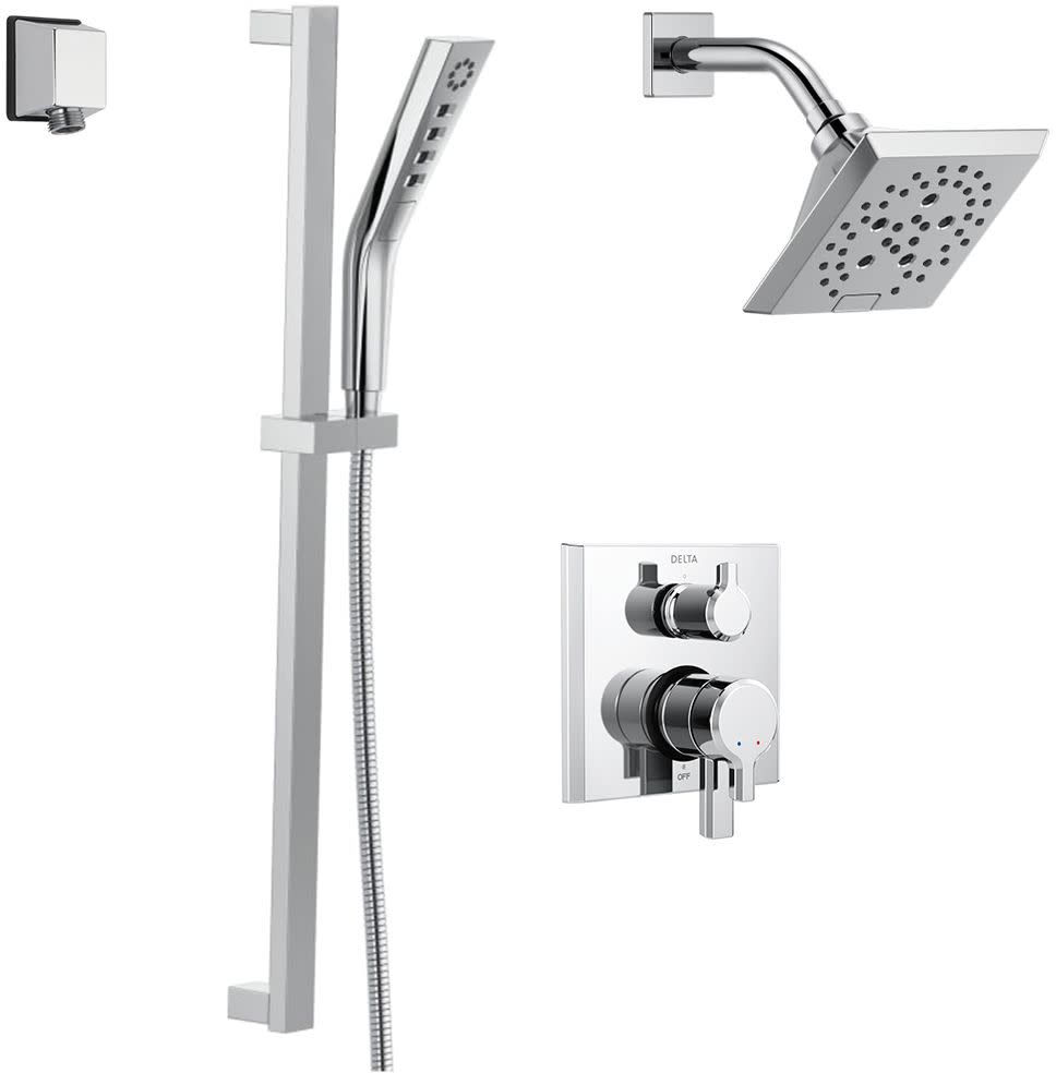 Delta DSS-Pivotal-1705 Pivotal Pressure Balanced Shower System with Shower Head Shower Arm Hand Shower Slide Bar Hose Valve Trim and MultiChoice