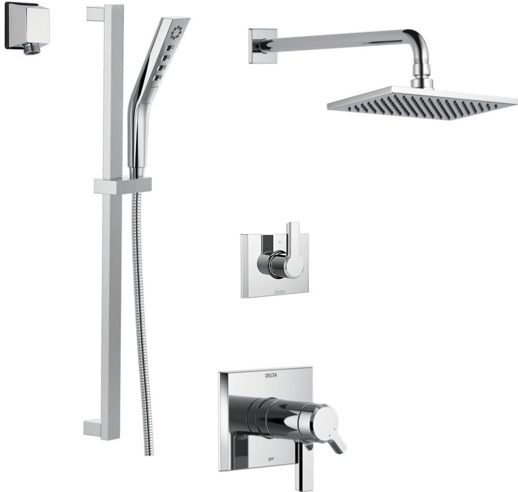 Delta DSS-Pivotal-17T01 TempAssure 17T Series Thermostatic Shower System with Integrated Volume Control Shower Head and Hand Shower - Includes