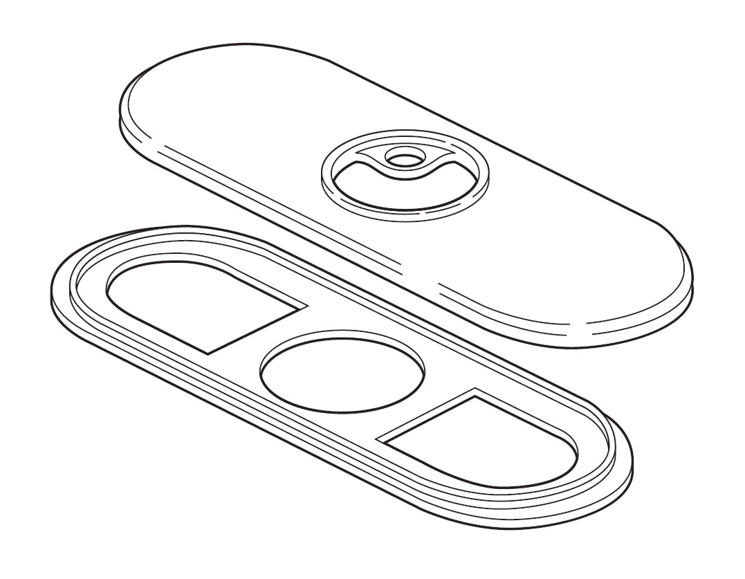 Delta RP72991 Trisnic Escutcheon with Gasket - 3 Hole Chrome Faucet Accessories and Parts Bathroom Sink Faucet Parts Escutcheons