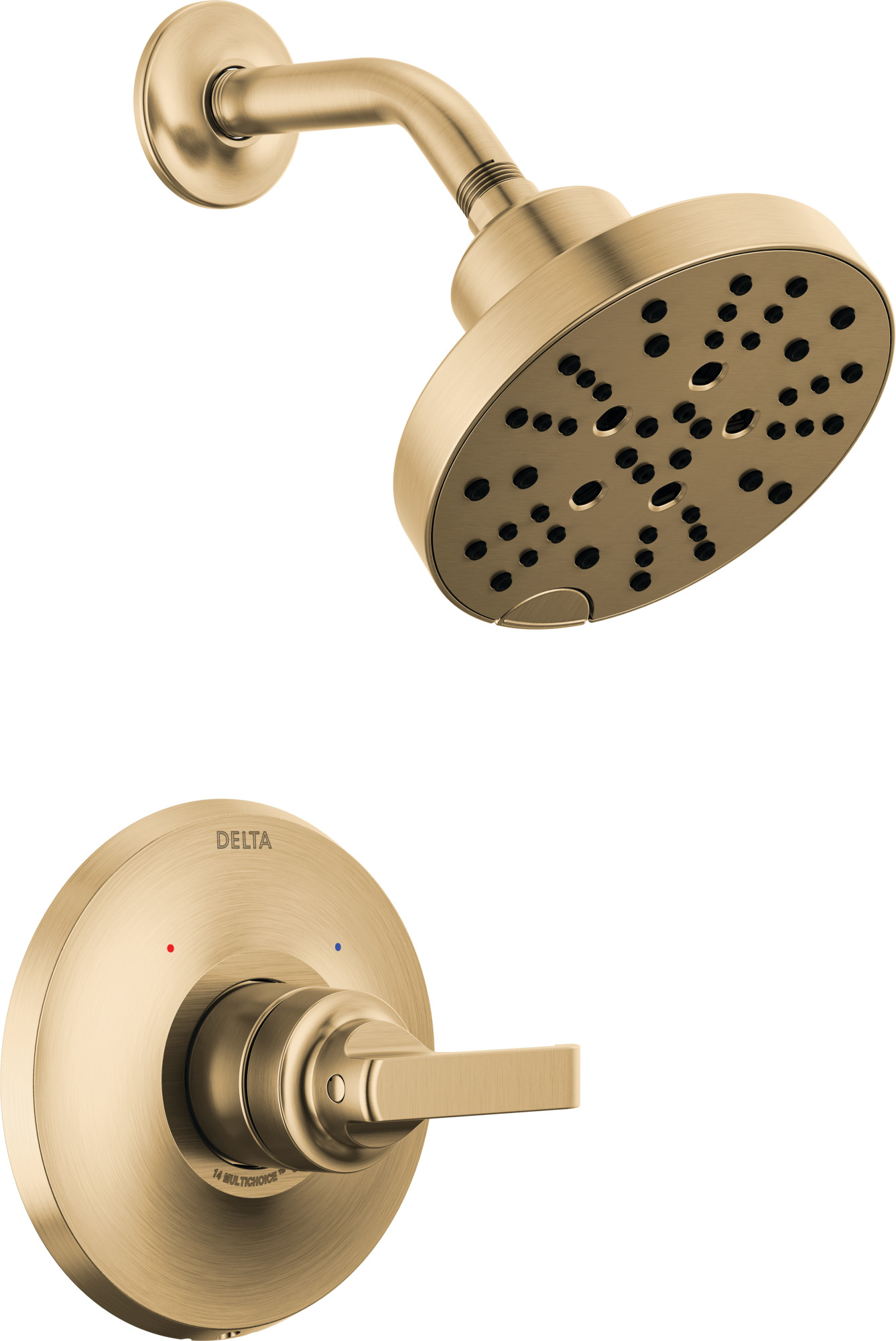 Delta T14289 Tetra Monitor 14 Series Shower Only Trim Package with 1.75 GPM Multi Function Shower Head - Less Rough In Lumicoat Champagne Bronze