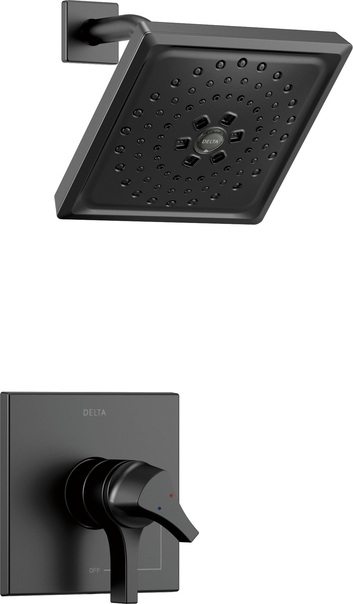 Delta T17274 Zura Monitor 17 Series Dual Function Pressure Balanced Shower Only with Integrated Volume Control - Less Rough-In Valve Matte Black